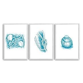 3 Piece Framed Canvas Wall Art Simple Seabed Elements Canvas Prints Home Artwork Decoration for Living Room,Bedroom - 16"x24"x3 Panels