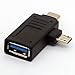 BSHTU 2-in-1 Micro USB 3.0 & 2.0 Type C OTG Adapter, USB-C Male Micro USB Male to USB-A 3.0 Female Converter On The Go for Android Google Nexus Samsung Galaxy Note ect. (90 Degree)