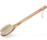 WINCAN Bath Dry Body Brush-Natural Bristles Back Scrubber With Long Handle Brushes for Cellulite & Exfoliating