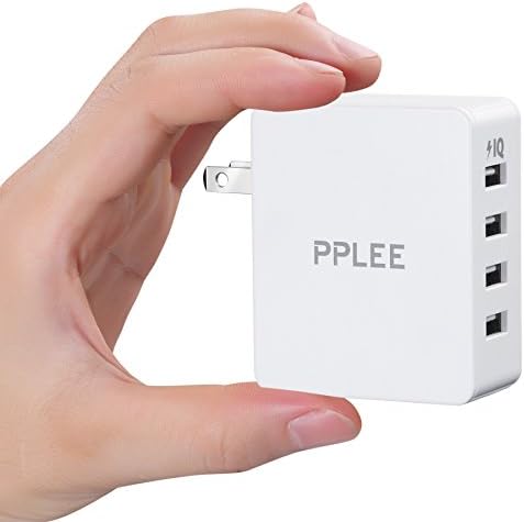 PPLEE 4 Port Charger High Speed Portable Travel USB Wall Charger Adapter White