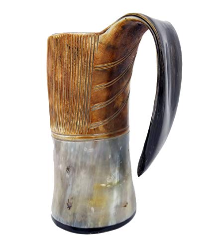 AleHorn the Original Handcrafted Authentic Viking Drinking Horn Tankard for Beer Mead Ale 100 Genuine Medieval Inspired Stein Mug Food Safe Vessel with Handle XXL Burnt - Thumbnail 3