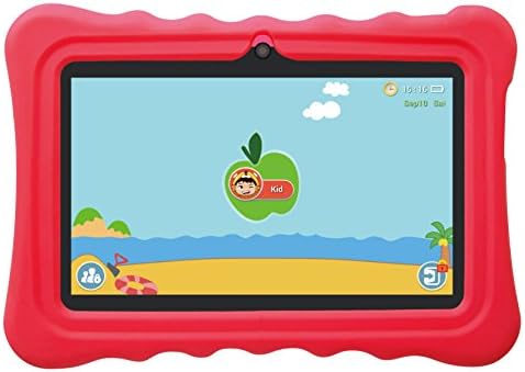 Ufinetec Kids tablet PC 7.0-inch Display WiFi Playstore Touch Screen Dual Camera Pre-installed Special Kids APP Shock-resistant Case(Red)