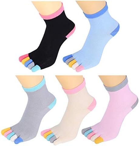 HONOW Women's Low Cut Toe Socks Ankle Cotton Socks(Pack of 5/6)