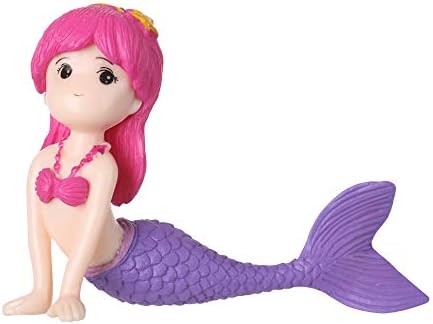 gofidin Ornament Fairy Garden Cake Dollhouse Mermaid Figurines Princess Miniature Home Decor(straight tail,purple)