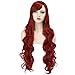 Red Curly Wig Women's Long Curly Wigs Cosplay Party Wig with Wig Cap(dark red)