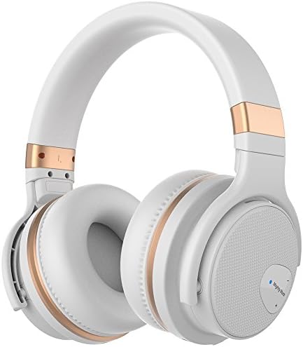 Mighty Rock E7 Bluetooth Headphones Over Ear with Built-in Mic and Volume Control Wireless Headphone, Hi-Fi Deep Bass, Comfortable Protein Earpads, 30 Hours Playtime-White