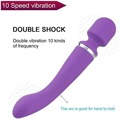 Cordless Hand Held Massager with 10 Vibration Mode, 2 Motors Rechargeable Waterproof (Purple)