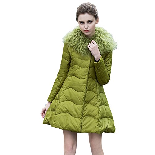 Mandy's Women's Winter Wool Collar Long Down Jacket Coat Plus Size (Large)