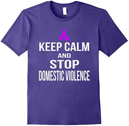 Mens Keep calm and stop domestic violence t shirt Small Purple