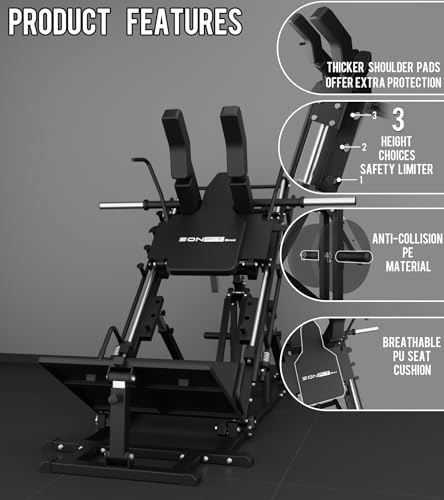 Eonfit EL2 2.0 Leg Press Machine for Home Gym, Hack Squat Machines with Linear Bearing 45°, Calf Raise Machine, 4-in-1 Design Lower Body Strength Training Equipment 1300lbs