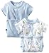SpaSilk Baby Boys' 2 Pack Dino Print Wrap Bodysuit, Blue, 3 Months