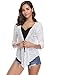 Abollria Womens 3/4 Sleeve Sheer Shrug Tie Front Cropped Bolero Cardigan