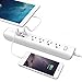 AUKEY Power Strip with 4 USB Ports and 4 Outlets & 5ft Power Cord for Smartphone, Laptop, Tablet, Lamp and More - White