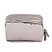 wonbye Travel Cosmetic Bag for Women Portable Leather Toiletry Bag Hanging Makeup Organizer Double Compartments Waterproof, Silver