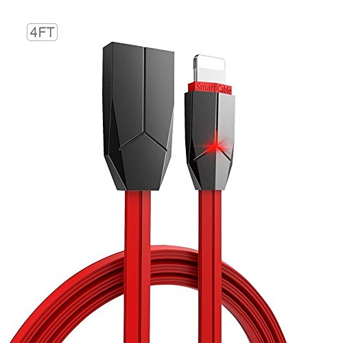 Lightning Kabel, iPhone Kabel, ASMOTIM 1.2 M Zink legiertem Lightning auf USB Ladekabel Ladegerät mit LED für iPhone X /8/ 8P/ 7/7P, iPhone6S/6 ,iPhone 5/5S/5 C/SE, iPad Mini 2 3 4 Air iPod ios10 und mehr（Rot）