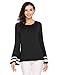 Easther Women’s Long Bell Sleeve Blouse Loose Trumpet T-Shirt Casual Solid Flare Tops
