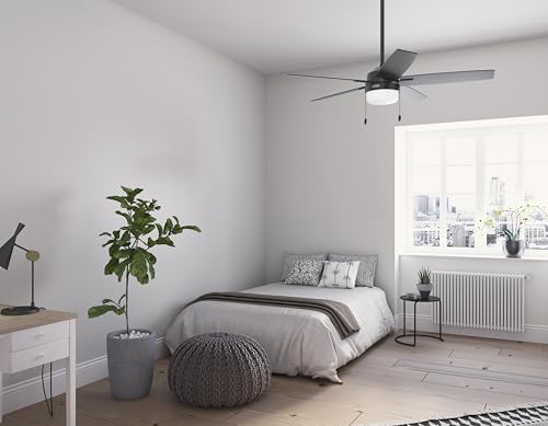 Hunter Fan Company 52485 Anisten Bedroom Ceiling Fan with LED Lights, Large Low Profile, Matte Black