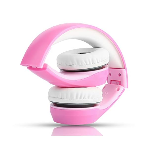 Volume-Limited-LINKWIN-Kids-Safety-Foldable-Stereo-Headphones35mm-Jack-Wired-Cord-Earbuds-Volume-Controlled-at-85dB-OnOver-Ear-Children-Toddler-Headset-for-iPad-Kindle-Airplane-School-Pink Kids Headphones, KPTEC Children Headphone for Girls, Over Ear,Wired Headset Volume Limited Child Earphones Foldable…