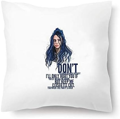 Uonomoo Throw Pillow Cover Pillows Pillowcase Billie Eilish Sofa Cushion Case 18 x 18 Inch