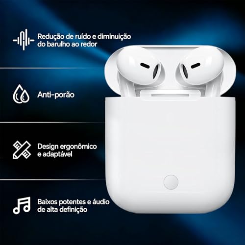 Fones de Ouvido Wireless Bluetooth 5.4, Cancelamento de Ruído, 16h de Bateria, Compatível com Todos os Celulares e Notebook (Branco3)