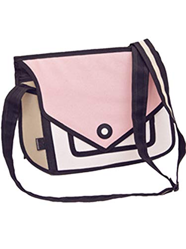 Xugq66 3D Style 2D Drawing Cartoon Handbag Shoulder Canvas Messenger Bag (light pink)
