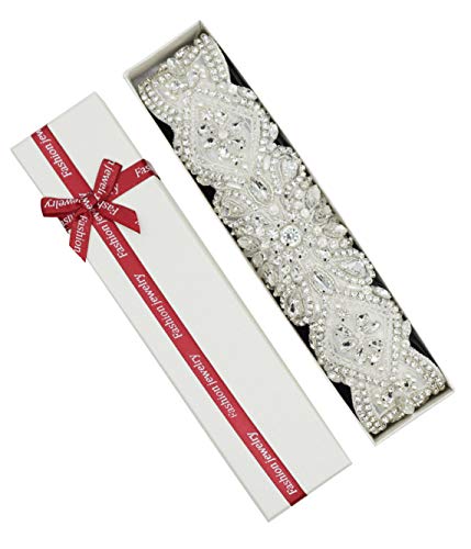 Lovful Womens Rhinestone Sash Belts for Dresses Bridal Belt Crystal Wedding Bridesmaid Belt,Ivory