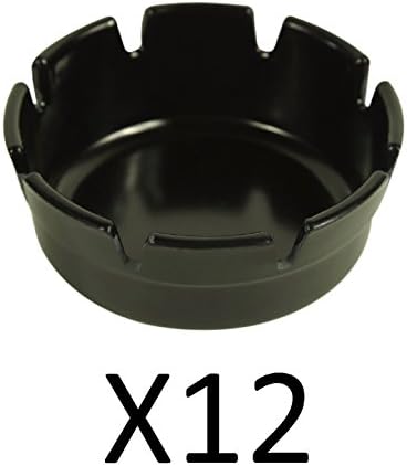 Fox Run Craftsmen 4" Plastic Melamine Ash Tray For Table Or Bar, Black (12-Pack)