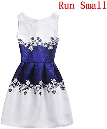Girls 6 - 12 Years Flower Wedding Princess Party Printing Dress (130# (6 Years, Height 120cm))