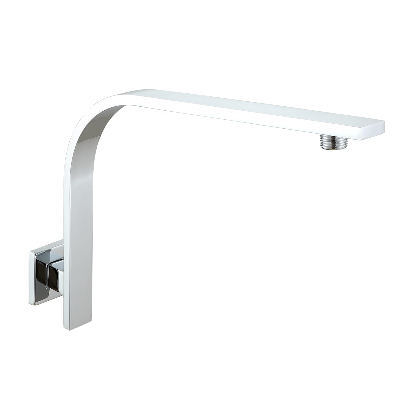Wussh Solid Brass Shower Arm with Flange, Square Gooseneck Showe Head Arm, Wall Mounted Shower Head Extension Arm Chrome