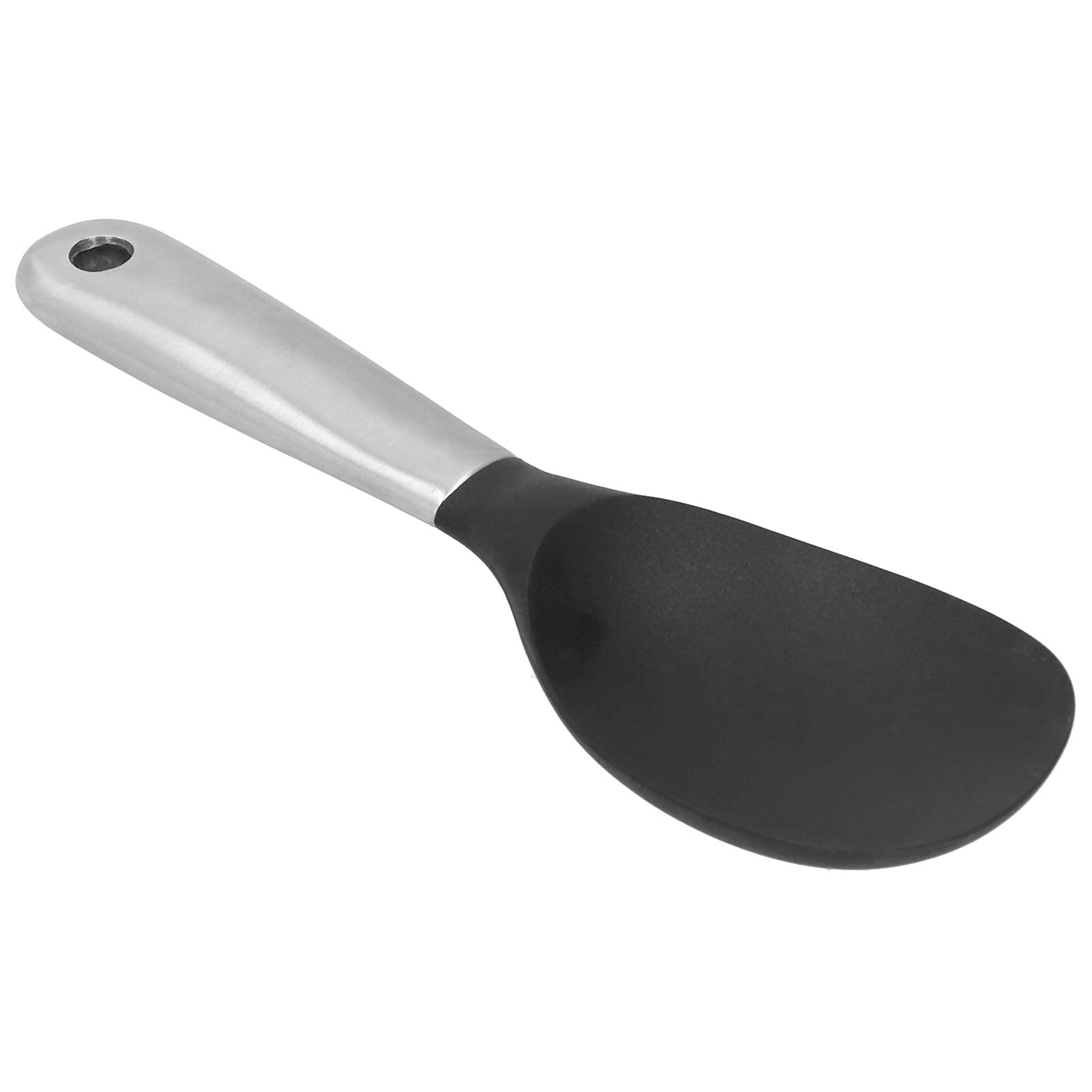 Stainless Steel Silicone Rice Spoon Non-Stick Pan Rice Serving Spoon with Hanging Hole Kitchen Tool