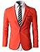 H2H Mens Slim Fit Single One Button Blazer Jackets with Pocketchief Trim Orange US M/Asia L (KMOBL046)