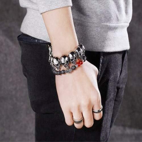JewelryWe Biker Men's Heavy Stainless Steel Bracelet Gothic Skull Punk Rock Halloween Birthday Gift for Him - Image 5