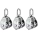 DasMarine 3 Pack M15 Double Pulley Block in 304 Stainless Steel Crane Swivel Hook Double Pulley Roller Loading (M15)