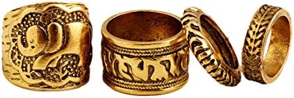 BestWare Fashion Elephant Leaf Joint Knuckle Nail Ring Set of 4 Rings Gold