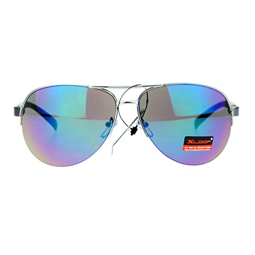 Xloop Sports Aviator Sunglasses Unisex Half Rim Aviators UV400 Protection Green