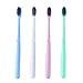 Activated Charcoal Toothbrushes Soft BPA Free, Made in Japan, Manual Toothbrushes with Wheat Straw Handle and Binchotan Bristles - Soft, Ultrafine, Tapered. Compact Head and Slim Design (4 pack)