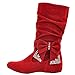 Women's Sweet Detachable Bowknot Hidden Wedge Mid Calf Slip On Boots