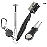 Alwaysuc Golf Club Sharpener and Groove Cleaner with 2 Sided Bristle Brush Kit - Includes golf divot tool