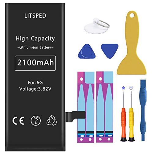 LITSPED 2100mAh for IP 6 Battery Replacement More 15% Capacity(A1549, A1586 and A1589) New 0 Cycle Battery with Complete Repair Tool Kits