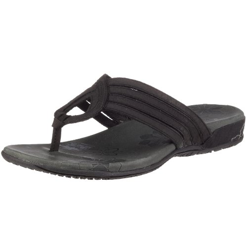 Merrell Women's Lidia Thong Sandal,Black Veg Leather,8 M US
