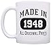 70th Birthday Mug Made in 1954 Original Parts 70th Birthday Party Decor 11oz Ceramic Coffee Mug White
