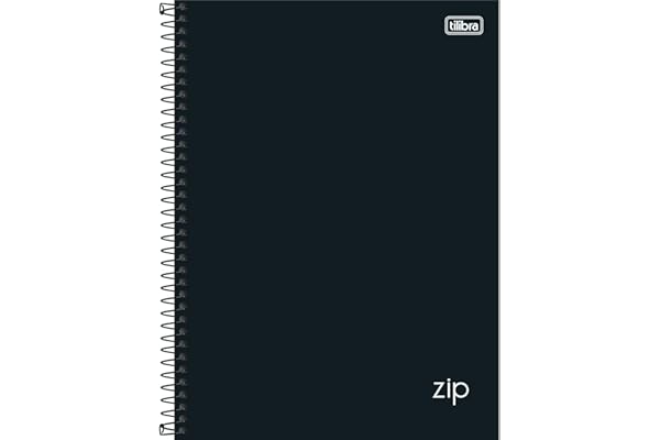Tilibra 305421 Universitário 10 Matérias Zip - Caderno Espiral, Capa Dura, 160 Folhas, Preto