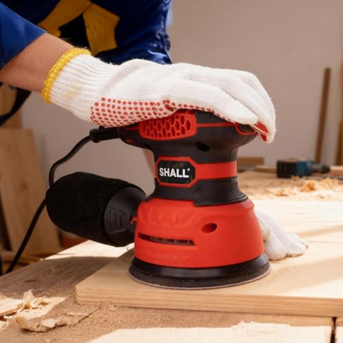 SHALL 350W eccentric sanders, with 30 sanding sheets, 6 speeds, 125 mm hand tool, dust extraction function, suitable for sanding, polishing and woodworking.
