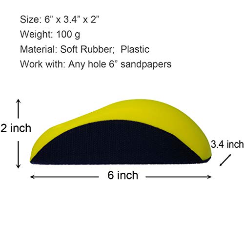 6 inch Mouse Sanding Pad Hook and Loop Sanding Block. Ideal For Woodworking, Furniture Restoration, Home and Automotive Body. Accepts Standard Orbital Sanding Discs Hook and Loop Back pad