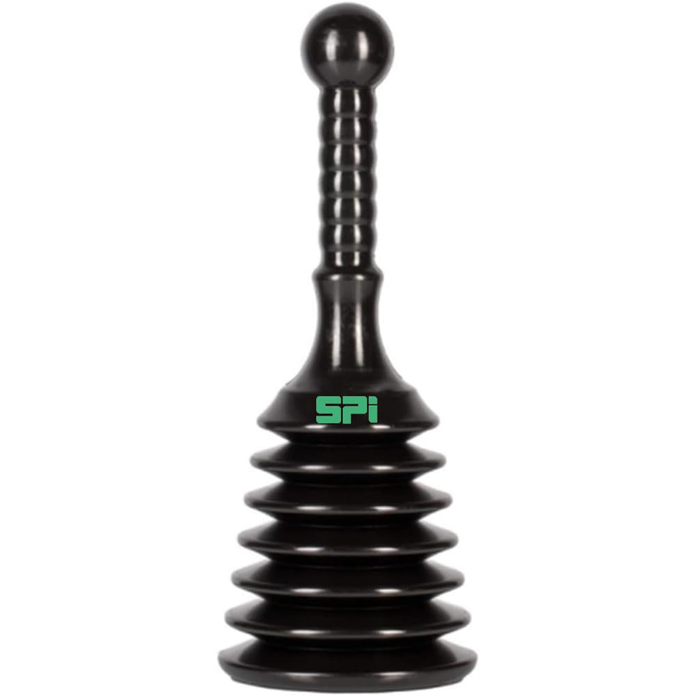 SPi Sink and Drain Plunger for Bathrooms, Kitchens, Sinks, Baths and Showers. Small and Powerful, Commercial Style 'Plumbers Plunger' with Large Bellows