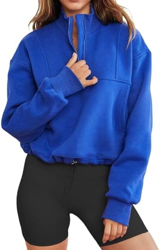 Amazon.com: LEEDYA Womens Oversized Quarter Zip USA Graphic