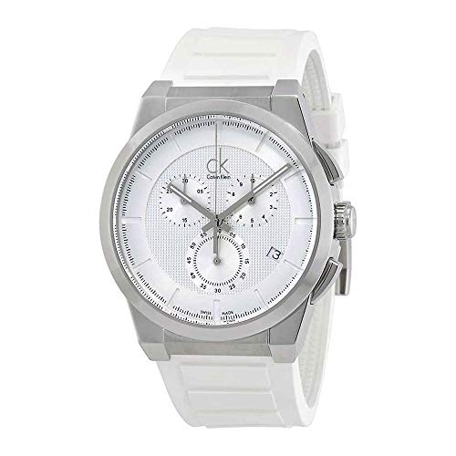 Calvin Klein Men's 'Dart' Swiss Quartz Stainless Steel and Rubber Casual Watch, Color:White (Model: K2S371L6)