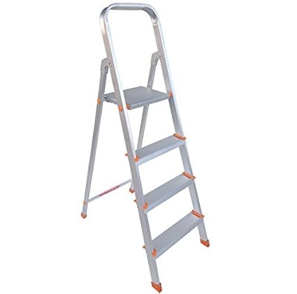 PlutoMax 4 Step Foldable Aluminium Ladder for Home Use