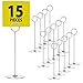 Set of 15 Place Card Holders - 8" Table Number Holder Stand to Hold Photo Numbers Reserved Sign Recipe Note for Wedding Party Restaurant Menu Banquet or Pictures Heavy Base Tabletop Cardholder(Silver)