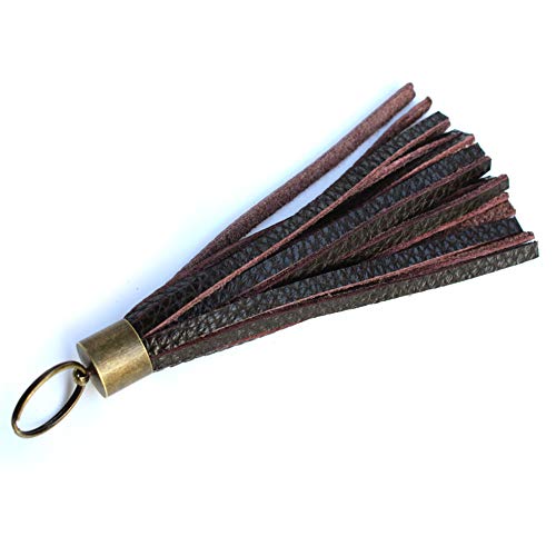 Women's Leather Tassel Key Chain Earrings Women Handbag Wallet Accessories Bag Charm Dark Brown - Thumbnail 6